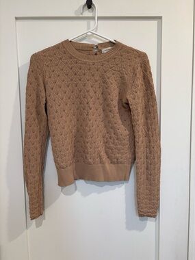Club Monaco Camel Crewneck Textured Knit Sweater